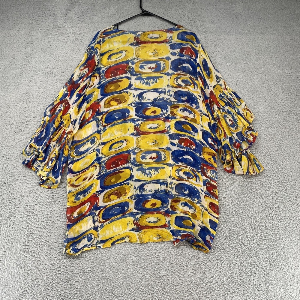 Shana Kimono Top Womens L/XL Wearable Art Ruffle‎ Sleeve Resort Summer Cruise - Picture 9 of 13